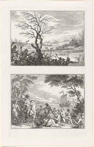 The Franks invade the land of the Batavians, 253, and submission of the Salians to Julian, 358, Simon Fokke, 1784 Canvas Print