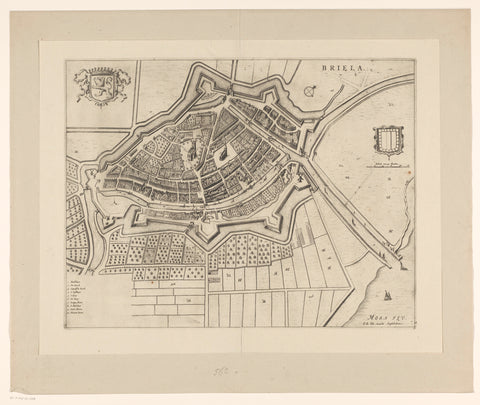 Map of Brielle, anonymous, c. 1698 - 1728 Canvas Print