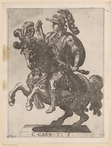 Emperor Galigula on horseback, Antonio Tempesta, 1596 Canvas Print