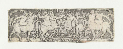 Frisian with four female-ridden centaurs, Hans Sebald Beham, 1510 - 1550 Canvas Print