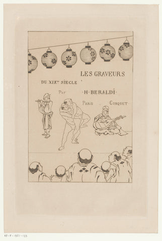 Theatrical performance with musicians and wrestlers, Henri Charles Guérard, 1888 Canvas Print