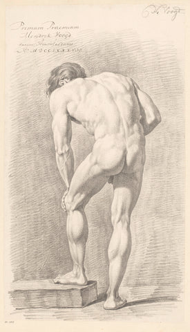 Standing male nude, seen on the back (1st prize 1787), Hendrik Voogd, 1787 Canvas Print