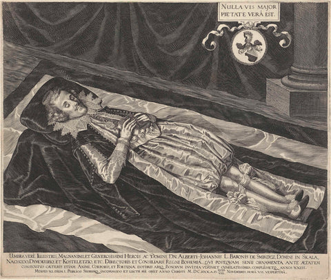 Portrait of Albert-Johannes, Baron of Smirzicz on his deathbed, Aegidius Sadeler, 1618 Canvas Print