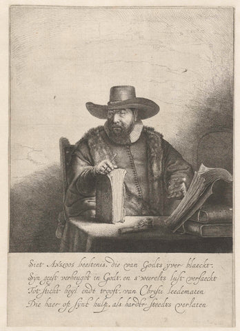 Cornelis Claesz. Anslo, preacher, anonymous, Rembrandt van Rijn, after 1641 - 1683 Canvas Print