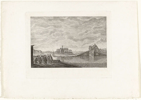 Attack at Ouderkerk aan de Amstel on the demolished bridge, 1787, anonymous, 1789 - 1794 Canvas Print