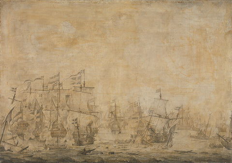 Battle between the Dutch and Swedish Fleets, in the Sound, 8 November 1658, Willem van de Velde (I) (attributed to), 1658 - 1693 Canvas Print