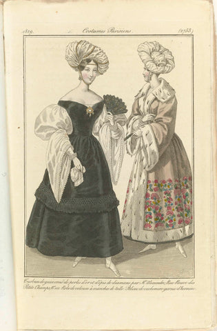 Journal des Dames et des Modes 1829, Costumes Parisiens (2753), anonymous, 1829 Canvas Print