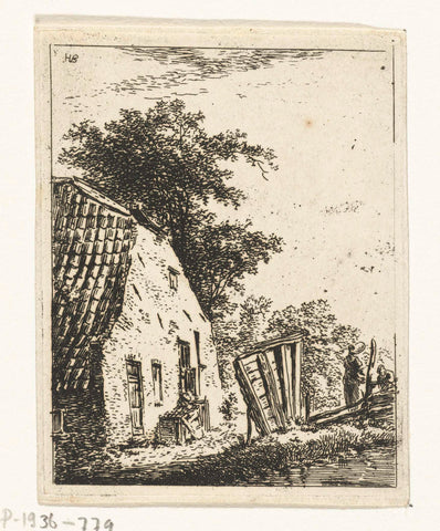 Farmhouse with two figures, Hermanus van Brussel, c. 1800 - in or before 1815 Canvas Print