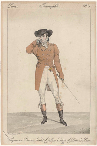 Incroyables et Merveilleuses, 1810, Incroyable, No. 1: Chapeau en bateau (...), Georges Jacques Gatine, 1810 Canvas Print