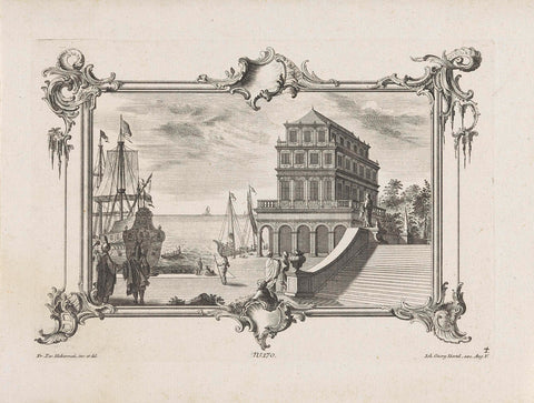 Palace and staircases on the water, unknown, 1731 - 1775 Canvas Print