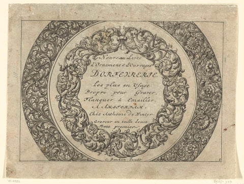 Title page: Nouveau Livre d'Ornemens, Anthonie de Winter, c. 1690 - c. 1700 Canvas Print