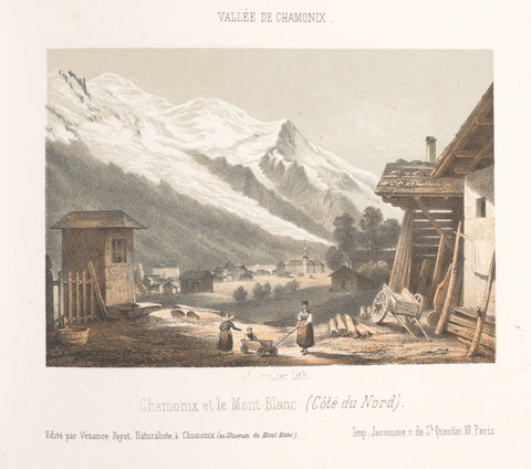 View of the chamonix valley from the pass Les Montées, Ad. Cuvillier, 1858 Canvas Print