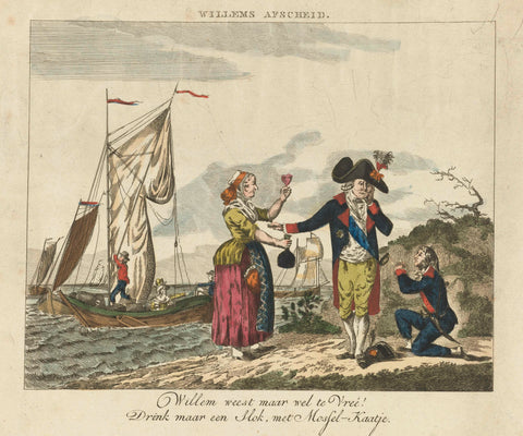 Cartoon op has departed from Prince Willem V, 1795, anonymous, 1795 Canvas Print