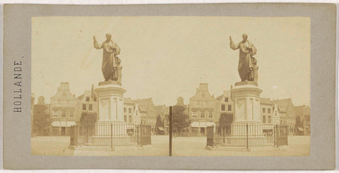 View of the statue of Laurens Koster in Haarlem, Charles-Henri Plaut (possibly), 1858 Canvas Print