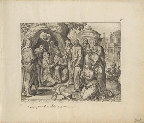 Revival of Lazarus, Johannes Wierix, 1585 Canvas Print