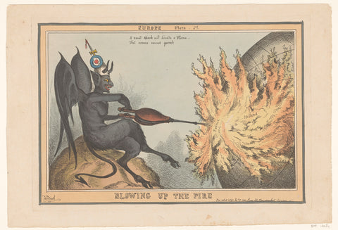 Devil stokes fire in France and Holland, 1830, William Heath, 1830 Canvas Print