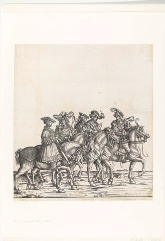 Five court marshals on horseback, Hans Burgkmair (I), 1483 - 1526 Canvas Print