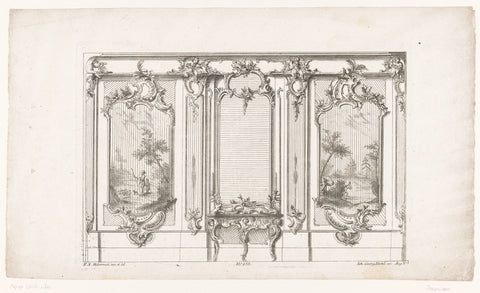 Wall layout with panels, anonymous, 1748 - 1753 Canvas Print