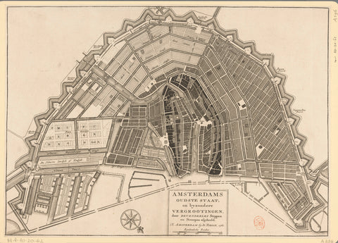 Map of Amsterdam with different expansion phases, anonymous, 1760 Canvas Print