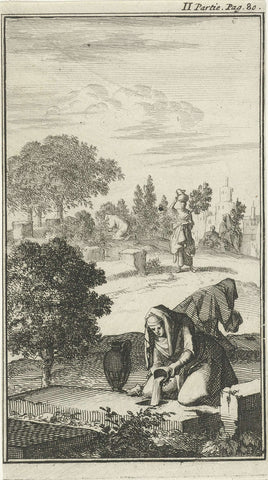 Turkish women in the cemetery at Damascus, Jan Luyken, 1689 Canvas Print