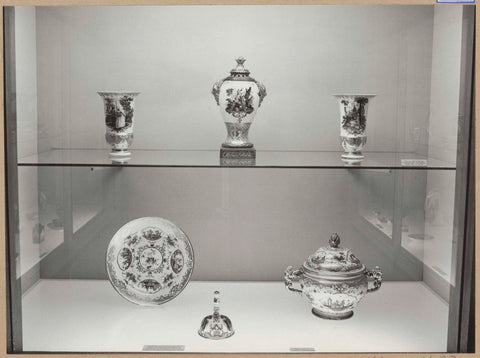 Display case with ceramic objects, 1962 Canvas Print