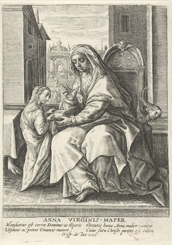 H. Anna teaches Maria, Crispijn van de Passe (I), 1574 - 1637 Canvas Print