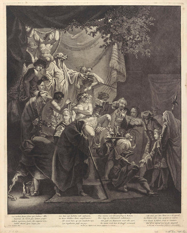 Reception of a new member of the Bentvueghels, c. 1700, Matthijs Pool, 1690 - 1710 Canvas Print