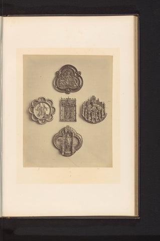 Five reliefs of wood with Biblical representations, drawn up at an exhibition on religious objects from the Middle Ages and Renaissance in 1864 in Mechelen, Joseph Maes, 1864 Canvas Print