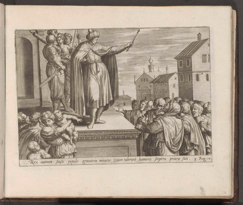 Rechabeam answers the people, Hans Collaert (I) (possibly), 1579 Canvas Print