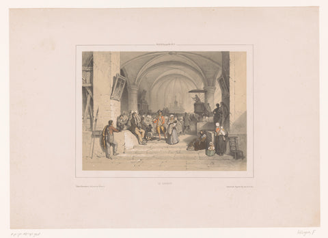 Interior of a church during the sermon, Fortuné Férogio, 1843 Canvas Print