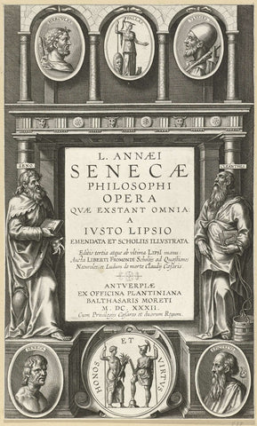 Title page for L. Annaei Senecae Philosophi Opera, 1615, Theodoor Galle, 1632 Canvas Print