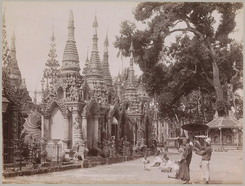 Praying people at the Shwedagon Pagoda, Rangoon, P. Klier, c. 1895 - c. 1915 Canvas Print