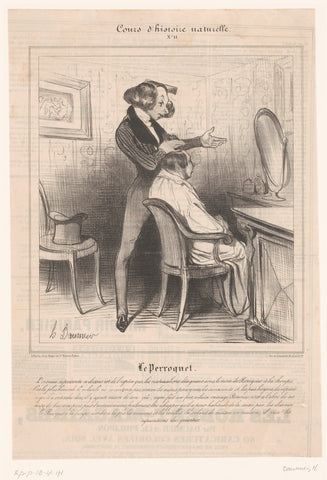 Man at the hairdresser, Honoré Daumier, 1838 Canvas Print