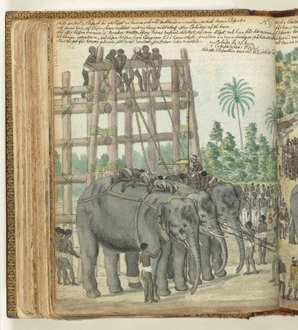 Binding of elephants, Jan Brandes, 1785 Canvas Print