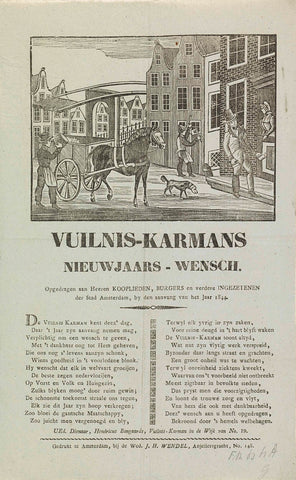 New Year's wish of the garbage men of Amsterdam for the year 1844, anonymous, 1843 - 1844 Canvas Print