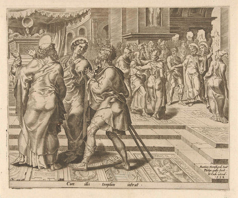 Peter, John and the Lame Beggar in the Temple, Philip Galle, 1558 Canvas Print