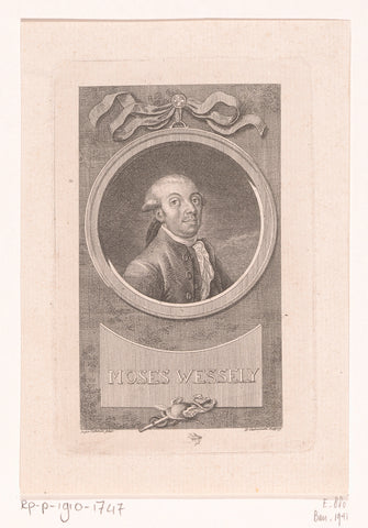 Portrait of Moses Wessely, Daniel Nikolaus Chodowiecki, 1790 - 1799 Canvas Print