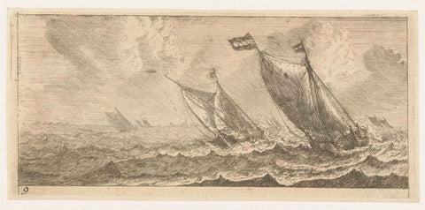 Ferries on a Rough Sea, Reinier Nooms, 1651 - 1652 Canvas Print