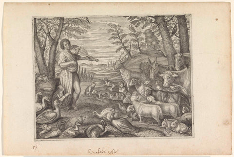 Orpheus enchants the animals with his music, Crispijn van de Passe (II), c. 1636 - 1670 Canvas Print