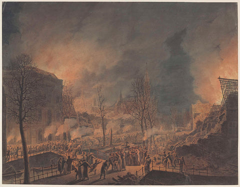 Louis Napoleon visits the ruins at the Rapenburg in Leiden after the explosion of the gunpowder ship on January 12, 1807, Jan Willem Pieneman, 1807 - 1809 Canvas Print