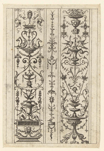 Two wide candelabra on either side of a narrow, anonymous, c. 1500 - c. 1600 Canvas Print