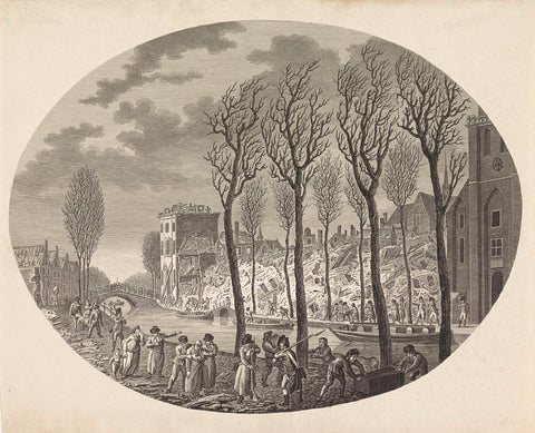 Ruins in Leiden after the gunpowder disaster, 1807, Joannes Bemme (attributed to), 1807 Canvas Print