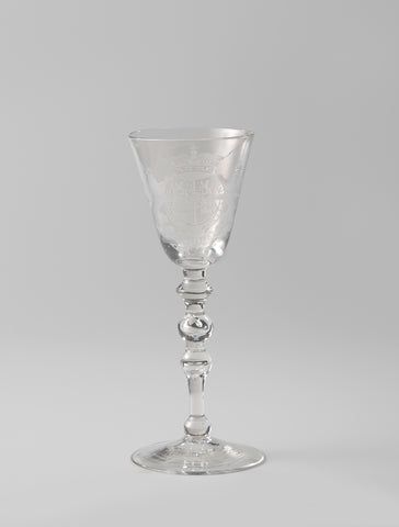 Chalice glass with the coat of arms of William V, anonymous, c. 1752 - c. 1760 Canvas Print