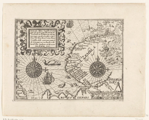 Map of Nova Zembla, 1597, anonymous, 1615 - 1617 Canvas Print