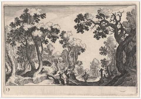 Forest Landscape with Farmers, Simon Frisius, 1611 Canvas Print