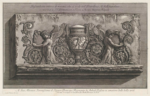 Relief with ash vase and two donating putti, Giovanni Battista Piranesi, 1778 Canvas Print