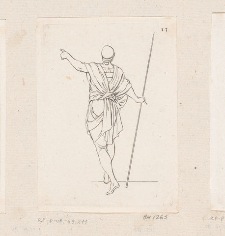 Man on the back seen with helmet and stick, Sébastien Leclerc (I), 1706 Canvas Print