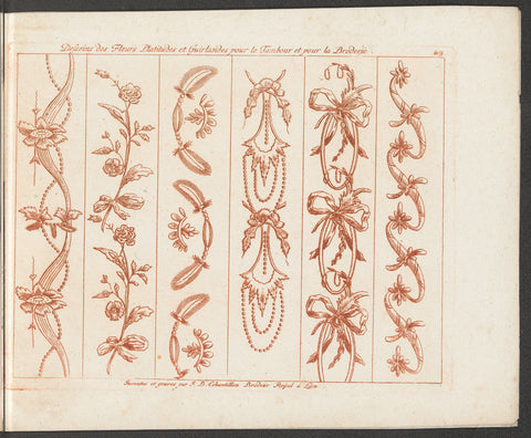 Blad- en bloemmotieven en vlechtwerk, Jean Baptiste Echantillon, 1784 - 1785 Canvas Print