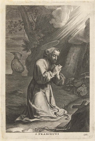 Saint Francis of Assisi in prayer, Cornelis Galle (I), 1586 - 1650 Canvas Print