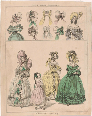 The Beau Monde, Fashions for August 1837, anonymous, 1837 Canvas Print